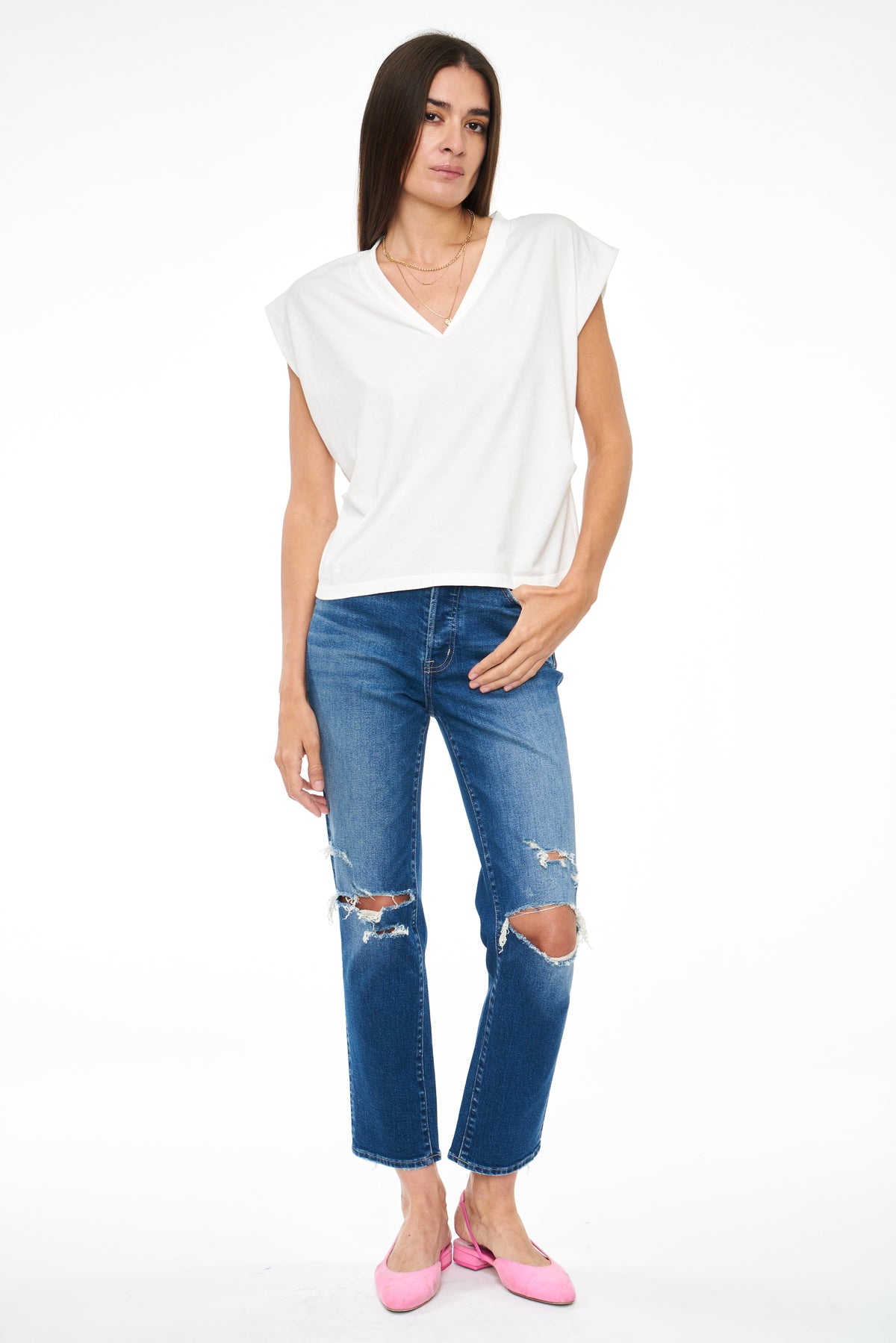 Carson V-Neck Muscle Tee - Le Blanc
            
              Sale